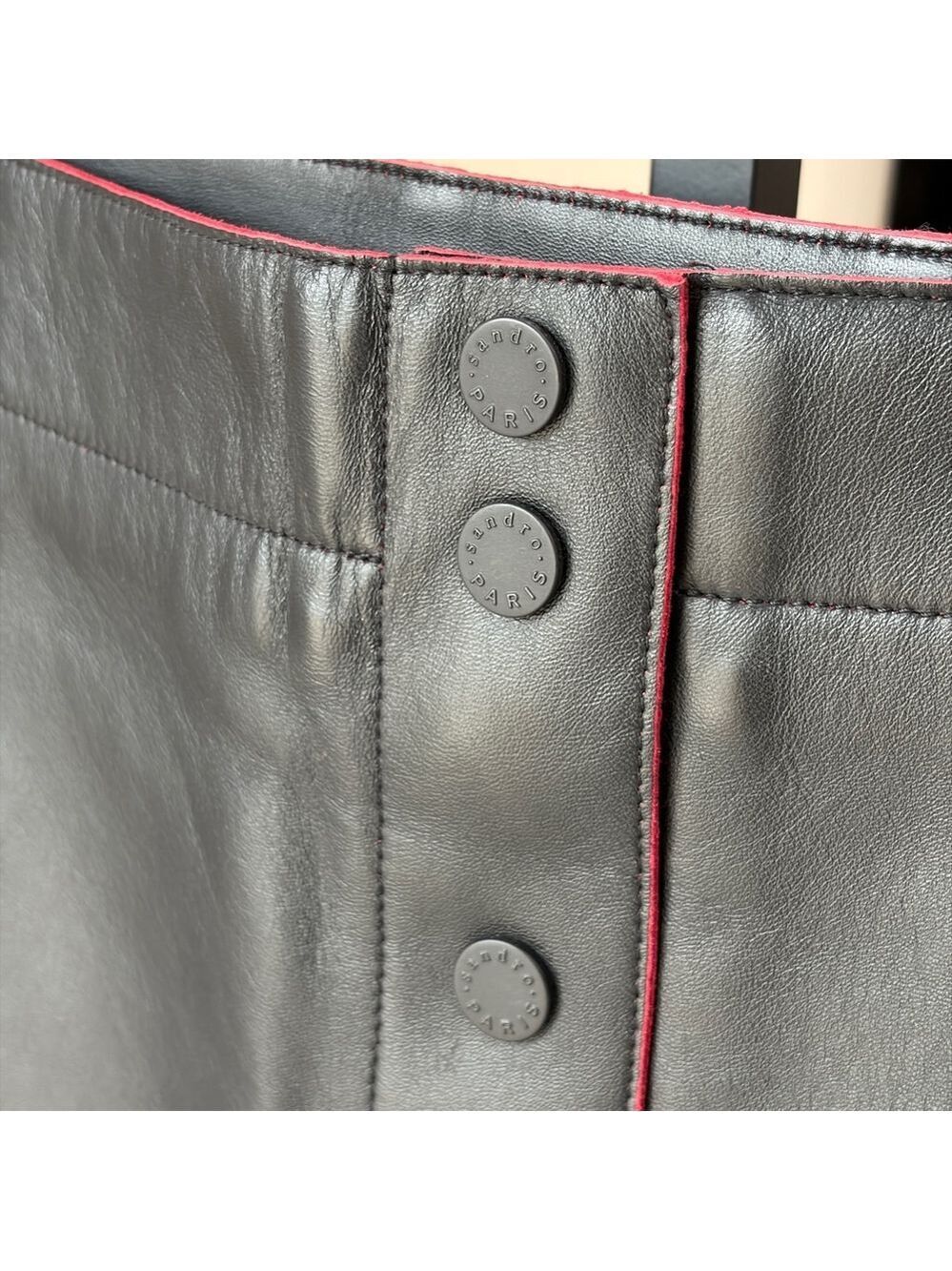 Sandro Milla A-line black leather skirt - Picture 10 of 11